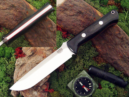Bark River Knives: Bravo-1.5 CPM 3V Steel Fixed Blade Knife w/ Black Canvas Micarta Handle & Red Liners
