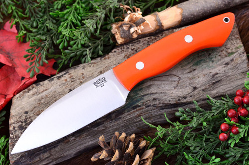 Bark River Knives: Bush Seax Fixed Blade Knife w/ Blaze Orange G10 Handle