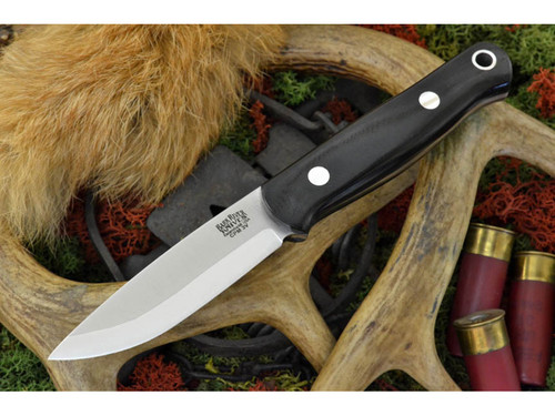 Bark River Knives: Bushcrafter (Smooth Spine) Fixed Blade Knife w/ Black G10 Handle