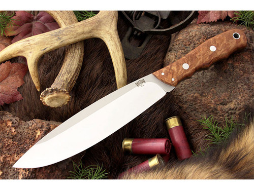 Bark River Knives: Canadian Camp Knife-II (2) Fixed Blade Knife w/ Quilted Maple Burl Handle