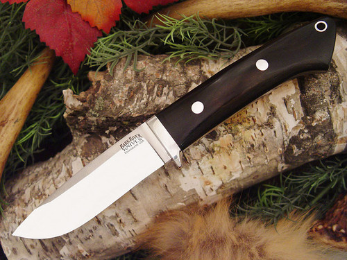 Bark River Knives: Classic Drop Point Hunter Fixed Blade Knife w/ Black Ebony Handle