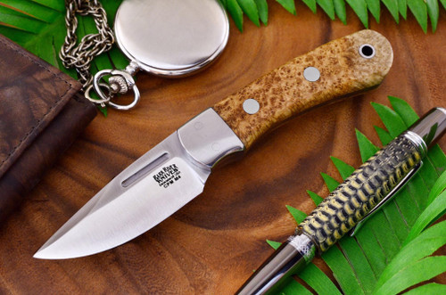 Bark River Knives: Essential EDC (With Bolster) Fixed Blade Knife w/ Black Ash Burl Handle