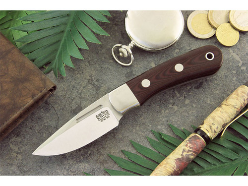 Bark River Knives: Essential EDC (With Bolster) Fixed Blade Knife w/ Maroon Linen Micarta Handle