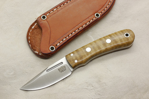 Bark River Knives: Essential EDC (Without Bolster) Fixed Blade Knife w/ Dark Curly Maple Handle