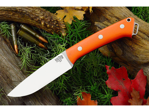 Bark River Knives: Fox River Fixed Blade Knife w/ Blaze Orange G10 Handle