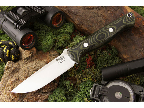 Bark River Knives: Gunny Elmax Stainless Steel Fixed Blade Knife w/ Black & Green Linen Micarta Handle