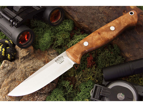 Bark River Knives: Gunny Hunter Elmax Stainless Steel Fixed Blade Knife w/ Madrone Burl Handle