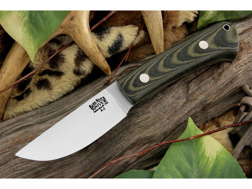 Bark River Knives: Woodland Special A2 Steel, Fixed Blade Knife w/ Green & Black Linen Micarta Handle