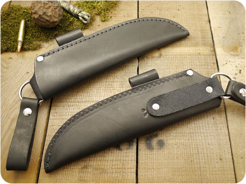 Battle Horse Knives #06 Pouch Style Dangler Sheath w/ Firesteel Loop, Left Hand - Black