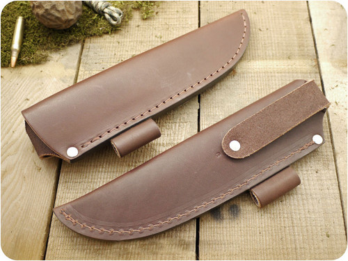 Battle Horse Knives #06 Pouch Style Hip Sheath w/ Firesteel Loop, Dark Brown