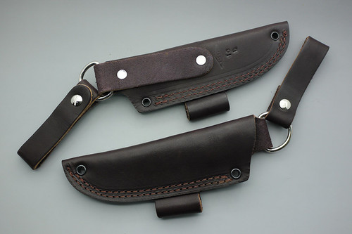 Battle Horse Knives #10 Pouch Style Dangler Sheath w/ Firesteel Loop, Left Hand - Brown