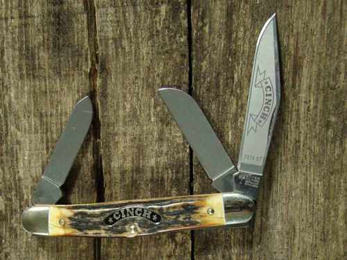 BOKER TREE BRAND: Sambar Stag Gentleman's Folding Slip Joint Pocket Knife, Stockman w/ Sambar Stag Handle