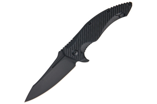 Brous Blades: T4 Flipper Folding Knife w/ Black G10 Handle & Black Cerakote Finish Blade