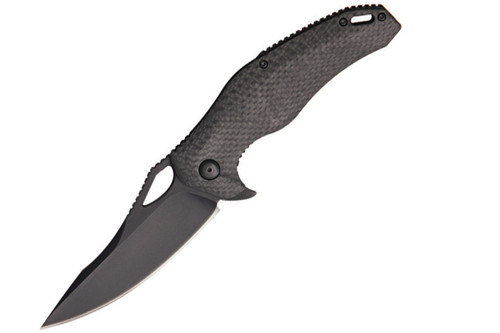 Brous Blades: VR71 Blackout Folding Knife w/ Carbon Fiber Handle & Black Finish Blade