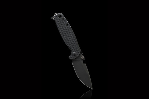 DPx Gear HEST/F Triple Black Folder - Black Textured G10 and Titanium Handle - Left Hand