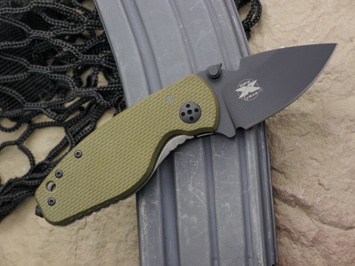 DPx Gear: HEAT Folder, Black, Left Hand, Folding Knife with Green G10 & Titanium Handle