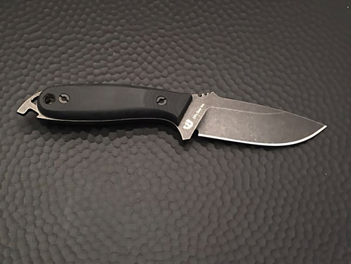 DPx Gear: HEFT 4 Assault Stonewashed Plain Edge Fixed Blade Knife with Black G10 Scales