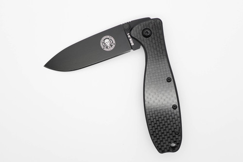 ESEE Knives/BRK: Zancudo Folding Knife, D2 Blade, Carbon Fiber G10 and Stainless Steel Handle - Black Blade