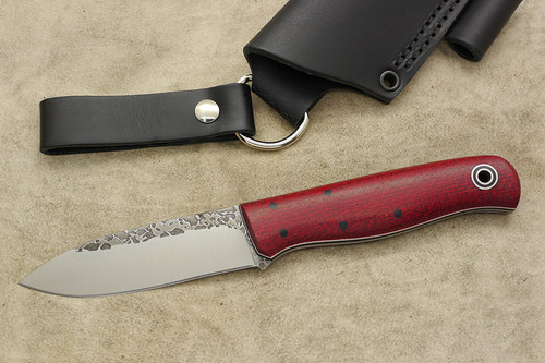 Fiddleback Forge, Andy Roy - Arete - Ruby Burlap - Tapered Tang - Black and White Liners - 12