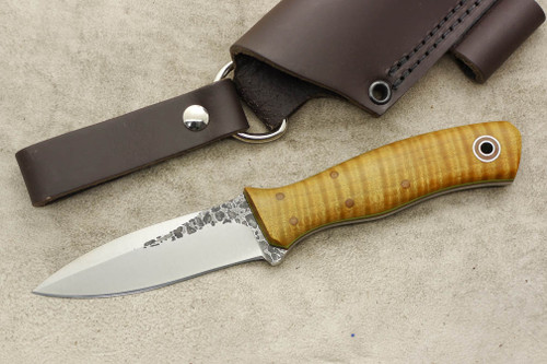 Fiddleback Forge, Andy Roy - ASP - Flat Tang - Dyed Curly Maple - Natural and Lime Green Liners - 5