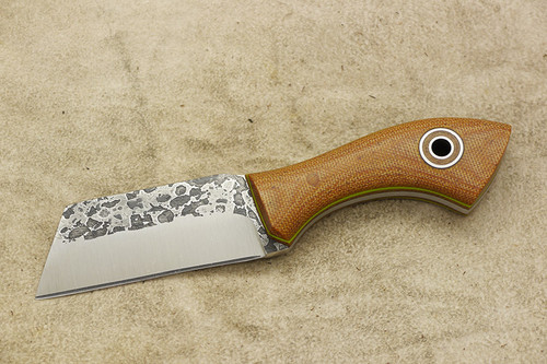 Fiddleback Forge, Andy Roy - Bow Legged Joe - Natural Canvas Micarta - Natural and Lime Green Liners - 3