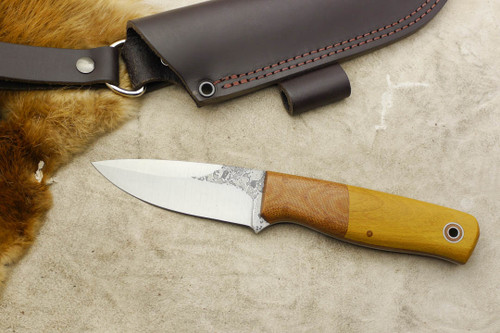 Fiddleback Forge, Andy Roy - Bush Hermit - Natural Micarta and Osage Orange- Tapered Tang - Thick Natural Liners - 1