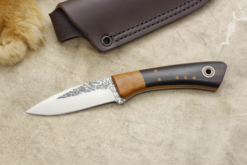 Fiddleback Forge, Andy Roy - Bushboot - Desert Ironwood & Natural Linen Micarta - Tapered Tang - Thick Natural Liners - 17