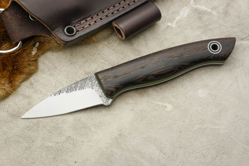 Fiddleback Forge, Andy Roy - Bushcraft Karda - Black Palm - Flat Tang - Black & Lime Green Liners - 1