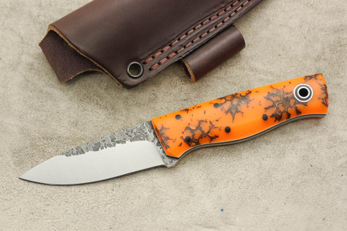 Fiddleback Forge, Andy Roy - Bushnub - Sweet Gum Ball - Flat Tang - Black & White Liners - 7