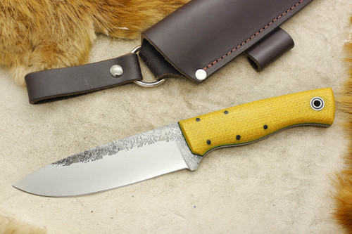 Fiddleback Forge, Andy Roy - Duke - Philellow Burlap - Tapered Tang - Black & Lime Green Liners - 2