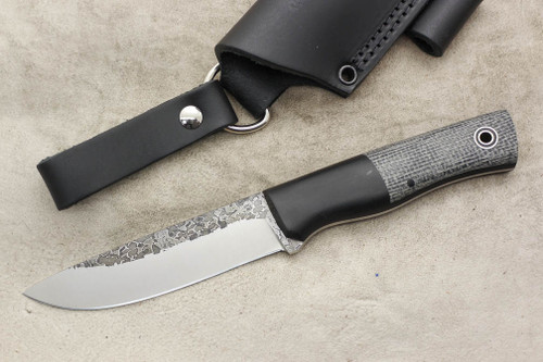 Fiddleback Forge, Andy Roy - Leuku - Oreo Burlap and Black Canvas Micarta - Tapered Tang - 1