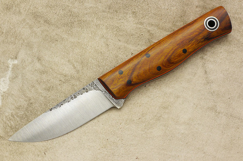 Fiddleback Forge, Andy Roy - Patch - Desert Ironwood - Flat Tang - Black & Orange Liners - 11