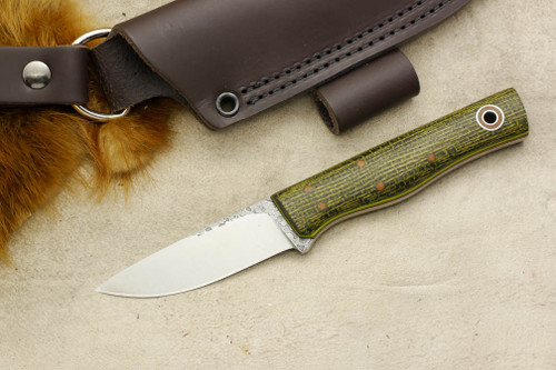 Fiddleback Forge, Andy Roy - Patch - Evergreen Burlap - Flat Tang - Natural and Lime Green Liners - 12