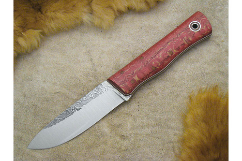 Fiddleback Forge, Andy Roy - Renegade - Dyed Quarter Sawn Curly Oak Handle - Tapered Tang - Natural and White Liners - 1