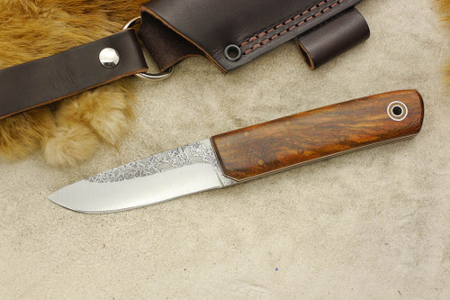 Fiddleback Forge, Andy Roy - Scout - Camelthorn - Tapered Tang - Natural & White Liners - 2