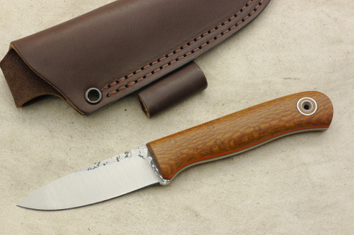 Fiddleback Forge, Andy Roy Custom Hiking Buddy Fixed Blade (Tapered Tang), Knife w/ Lacewood Handle & Thick Natural & Thin Orange Liners - 4