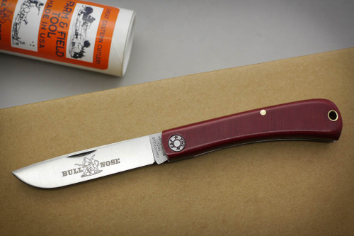 Great Eastern Cutlery Farm & Field Tool Knife #71 Bull Nose Work Knife - 1 Blade - Burgundy Linen Micarta