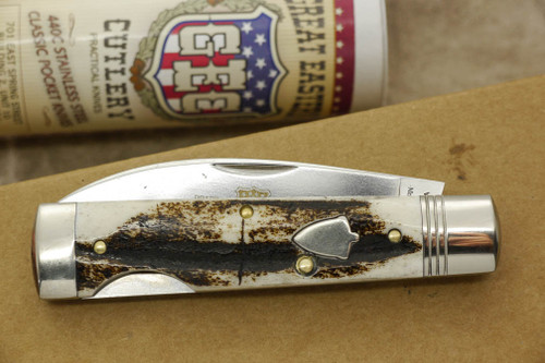 Great Eastern Cutlery GEC #99 Wall Street - 9 Blade - Lockback - American Elk Antler