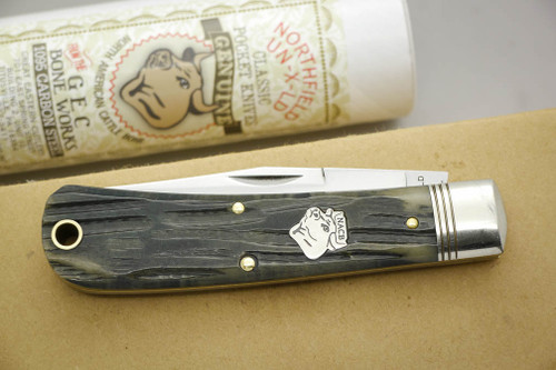 Great Eastern Cutlery Northfield #43 Oregon Trapper - 1 Blade - Antique Green Jigged Bone - 7