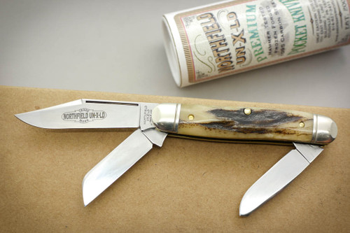 Great Eastern Cutlery Northfield #66 Calf Roper (Equal End Serpentine) - 3 Blade - Sambar Stag - 19