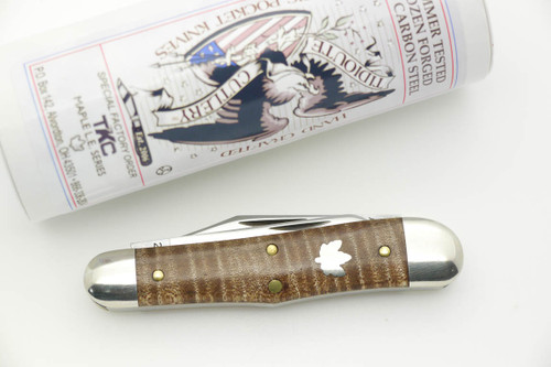 Great Eastern Cutlery Tidioute #29 Stockyard Whittler - T K C Special Factory Order - 3 Blades - First of Curly Maple Limited Edition Series - 10