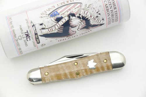 Great Eastern Cutlery Tidioute #29 Stockyard Whittler - T K C Special Factory Order - 3 Blades - First of Curly Maple Limited Edition Series - 2