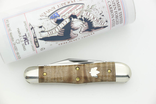 Great Eastern Cutlery Tidioute #29 Stockyard Whittler - T K C Special Factory Order - 3 Blades - First of Curly Maple Limited Edition Series - 39