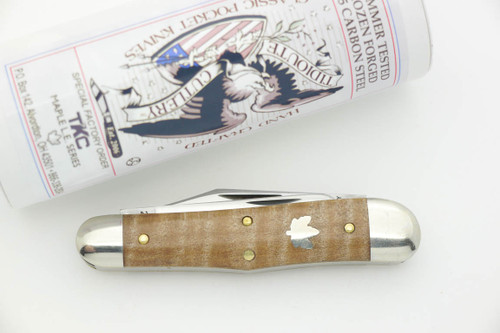 Great Eastern Cutlery Tidioute #29 Stockyard Whittler - T K C Special Factory Order - 3 Blades - First of Curly Maple Limited Edition Series - 55