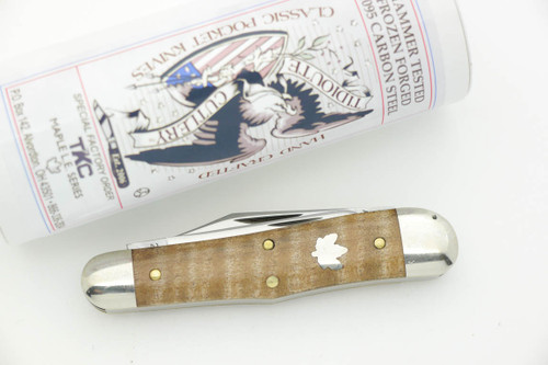 Great Eastern Cutlery Tidioute #29 Stockyard Whittler - T K C Special Factory Order - 3 Blades - First of Curly Maple Limited Edition Series - 68