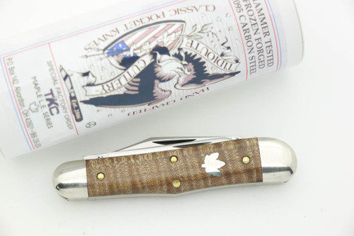 Great Eastern Cutlery Tidioute #29 Stockyard Whittler - T K C Special Factory Order - 3 Blades - First of Curly Maple Limited Edition Series - 69