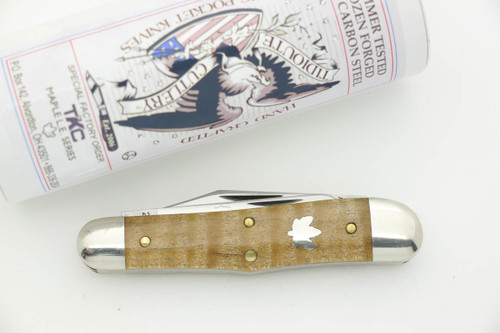 Great Eastern Cutlery Tidioute #29 Stockyard Whittler - T K C Special Factory Order - 3 Blades - First of Curly Maple Limited Edition Series - 75
