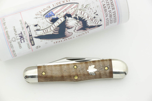 Great Eastern Cutlery Tidioute #29 Stockyard Whittler - T K C Special Factory Order - 3 Blades - First of Curly Maple Limited Edition Series - 76
