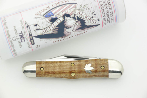 Great Eastern Cutlery Tidioute #29 Stockyard Whittler - T K C Special Factory Order - 3 Blades - First of Curly Maple Limited Edition Series - 77
