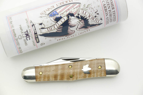 Great Eastern Cutlery Tidioute #29 Stockyard Whittler - T K C Special Factory Order - 3 Blades - First of Curly Maple Limited Edition Series - 8